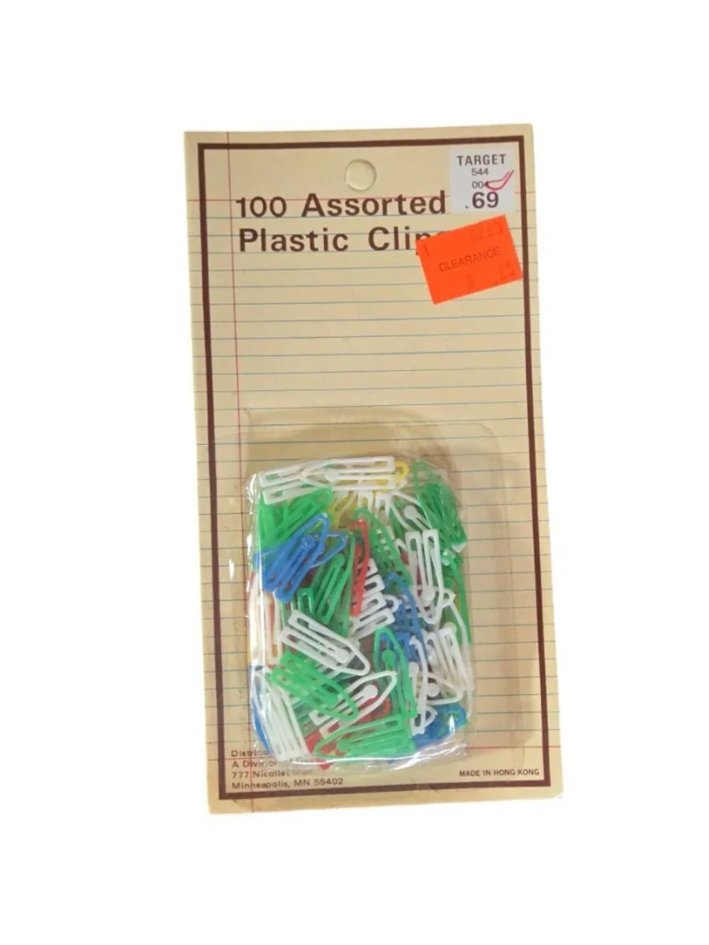 100 Assorted Plastic Clips Multi Color New Old Stock Vintage Target Office